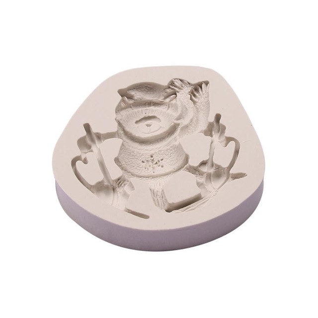 Xmas Christmas Silicone Mould Winter Ski Raccoon
