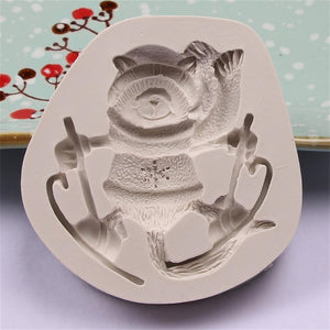Xmas Christmas Silicone Mould Winter Ski Raccoon