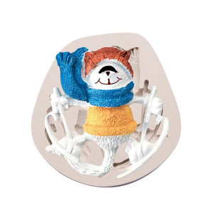 Xmas Christmas Silicone Mould Winter Ski Raccoon