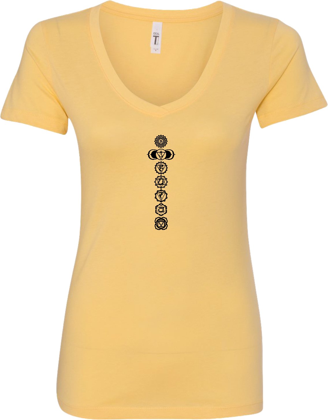 Black 7 Chakras Ideal V-neck Yoga Tee Shirt