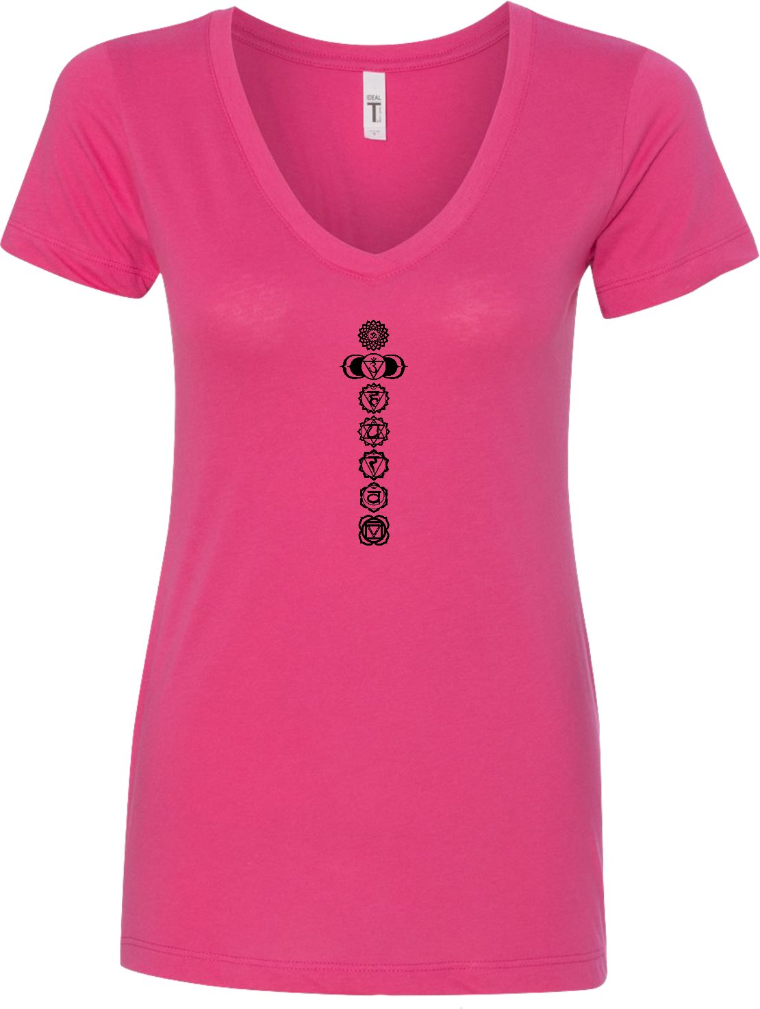 Black 7 Chakras Ideal V-neck Yoga Tee Shirt