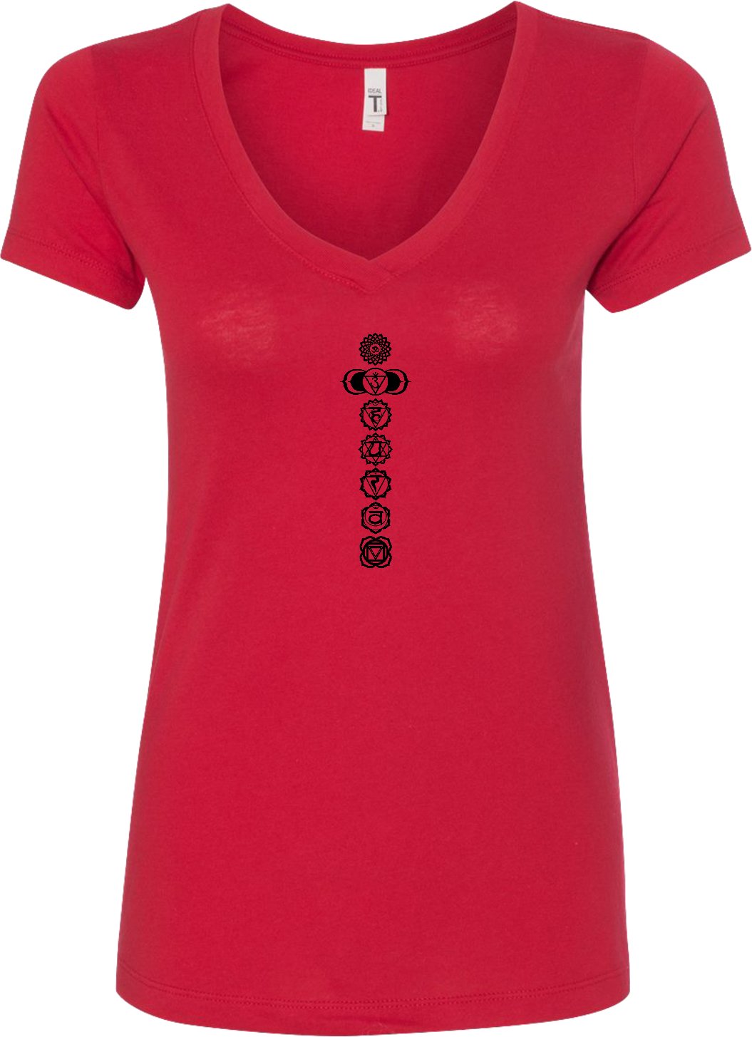 Black 7 Chakras Ideal V-neck Yoga Tee Shirt