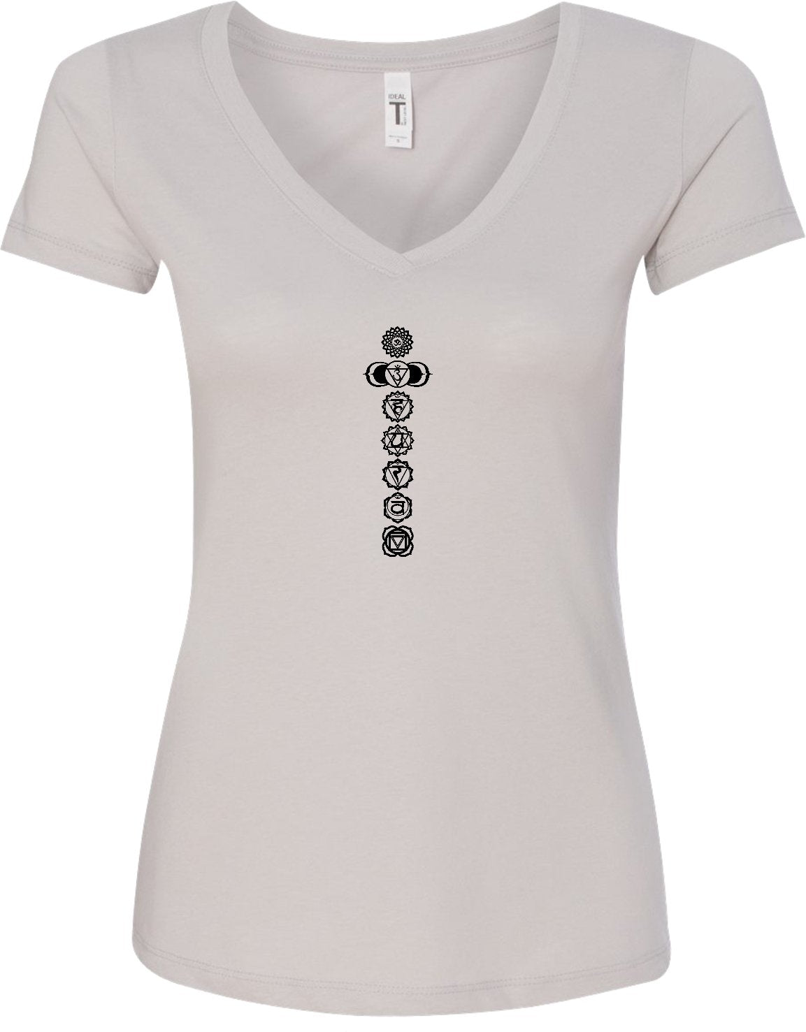 Black 7 Chakras Ideal V-neck Yoga Tee Shirt