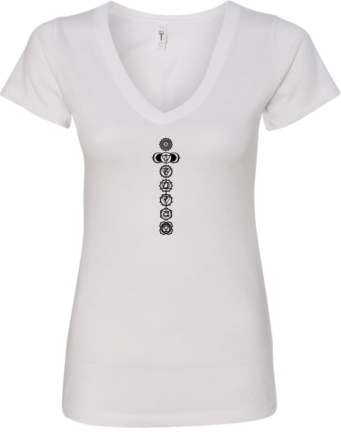 Black 7 Chakras Ideal V-neck Yoga Tee Shirt