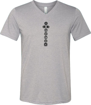 Black 7 Chakras Lightweight Triblend V-neck Yoga