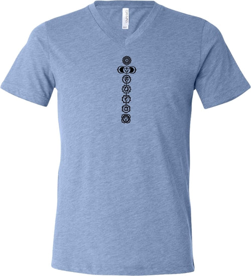 Black 7 Chakras Lightweight Triblend V-neck Yoga