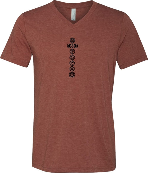 Black 7 Chakras Lightweight Triblend V-neck Yoga