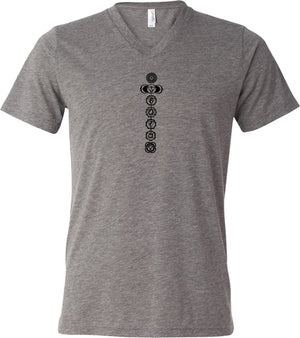 Black 7 Chakras Lightweight Triblend V-neck Yoga