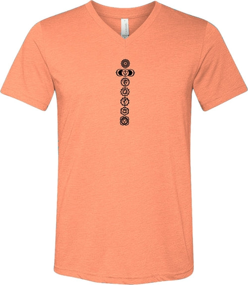 Black 7 Chakras Lightweight Triblend V-neck Yoga