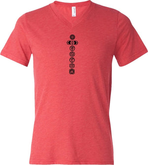 Black 7 Chakras Lightweight Triblend V-neck Yoga