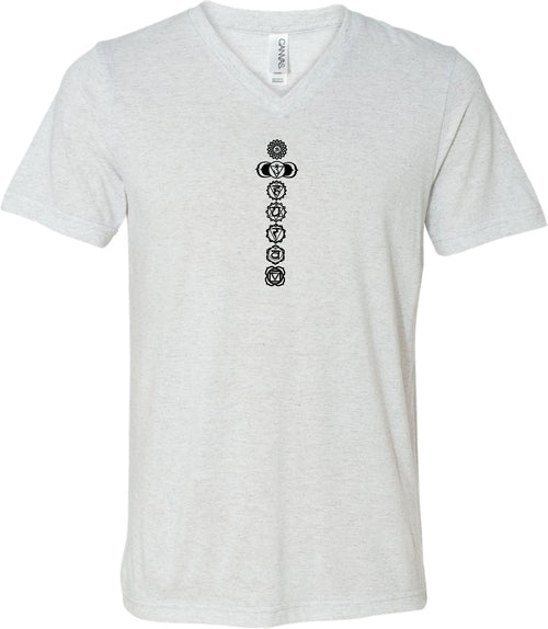 Black 7 Chakras Lightweight Triblend V-neck Yoga