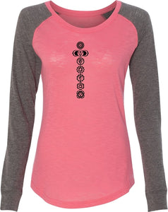 Black 7 Chakras Preppy Patch Elbow Yoga Tee Shirt