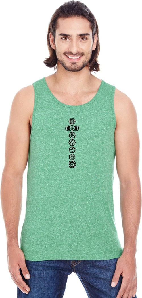 Black 7 Chakras Triblend Yoga Tank Top