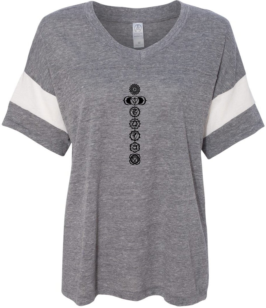 Black 7 Chakras Eco-Friendly V-neck Yoga Tee Shirt