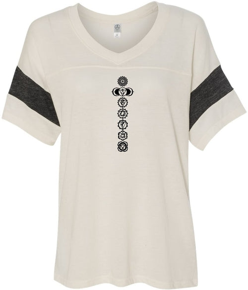 Black 7 Chakras Eco-Friendly V-neck Yoga Tee Shirt