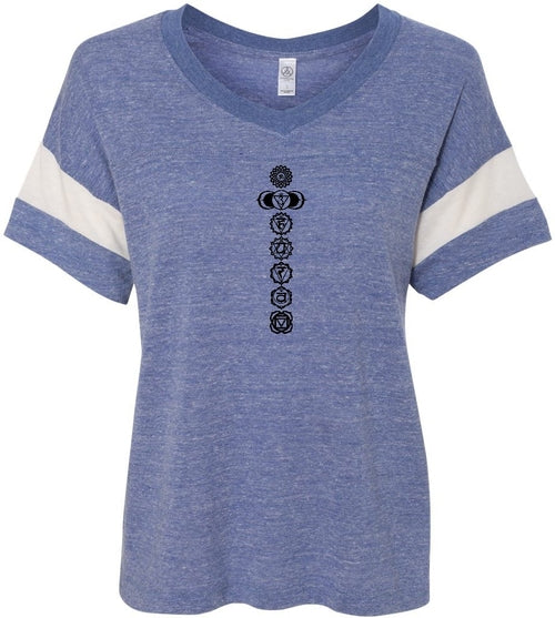 Black 7 Chakras Eco-Friendly V-neck Yoga Tee Shirt