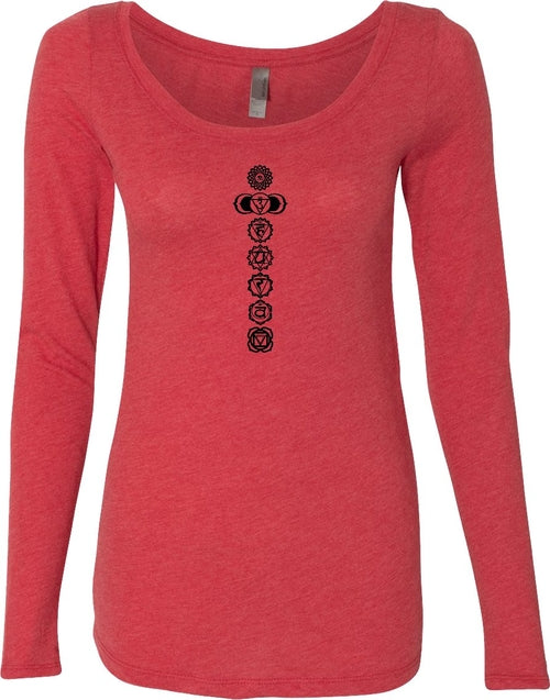 Black 7 Chakras Triblend Long Sleeve Yoga Tee
