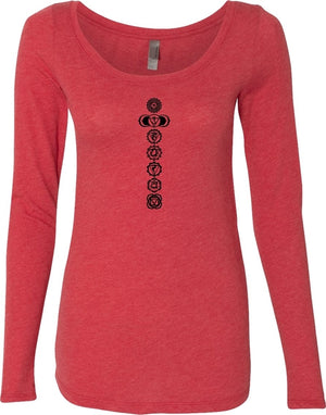 Black 7 Chakras Triblend Long Sleeve Yoga Tee