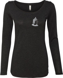 Buddha Pocket Print Triblend Long Sleeve Yoga Tee