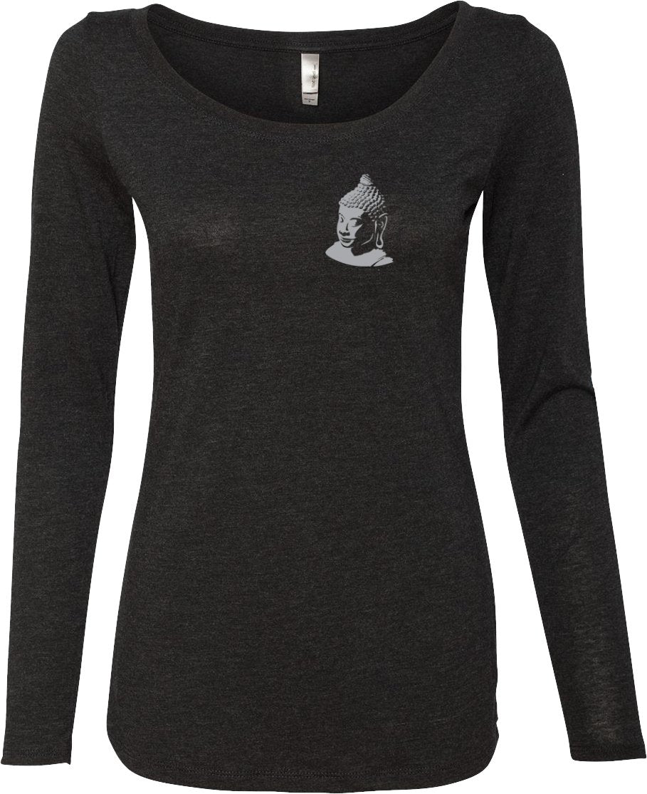 Buddha Pocket Print Triblend Long Sleeve Yoga Tee