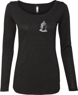 Buddha Pocket Print Triblend Long Sleeve Yoga Tee
