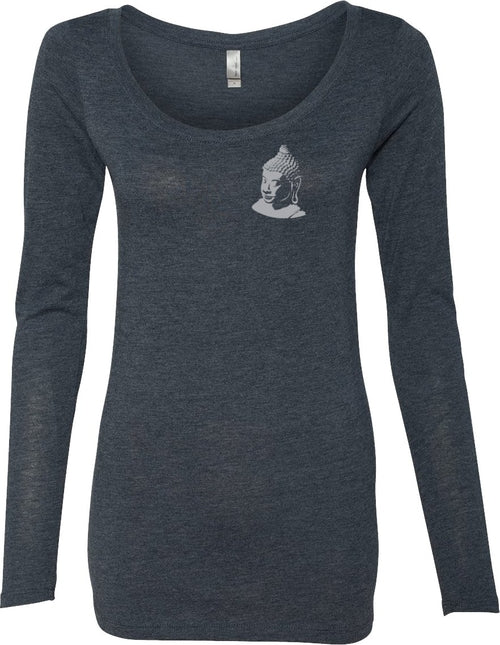 Buddha Pocket Print Triblend Long Sleeve Yoga Tee