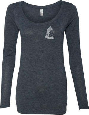 Buddha Pocket Print Triblend Long Sleeve Yoga Tee