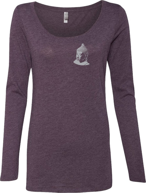 Buddha Pocket Print Triblend Long Sleeve Yoga Tee