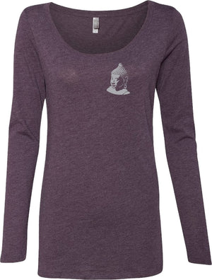 Buddha Pocket Print Triblend Long Sleeve Yoga Tee