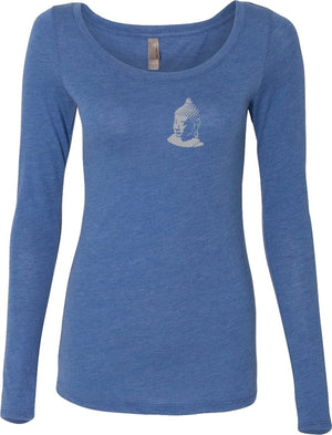 Buddha Pocket Print Triblend Long Sleeve Yoga Tee