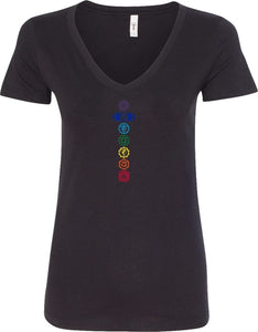 Colored Chakras Ideal V-neck Yoga Tee Shirt
