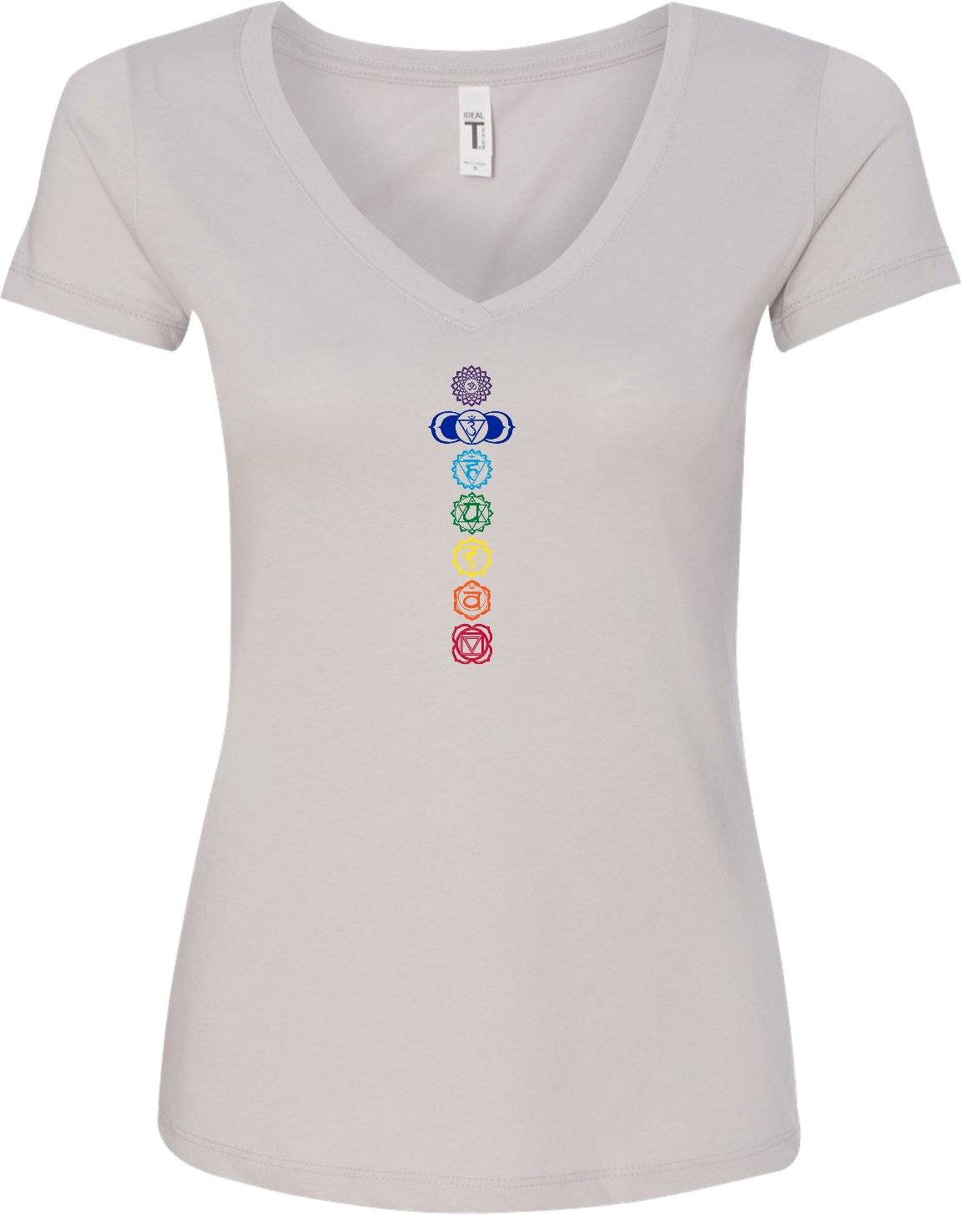 Colored Chakras Ideal V-neck Yoga Tee Shirt