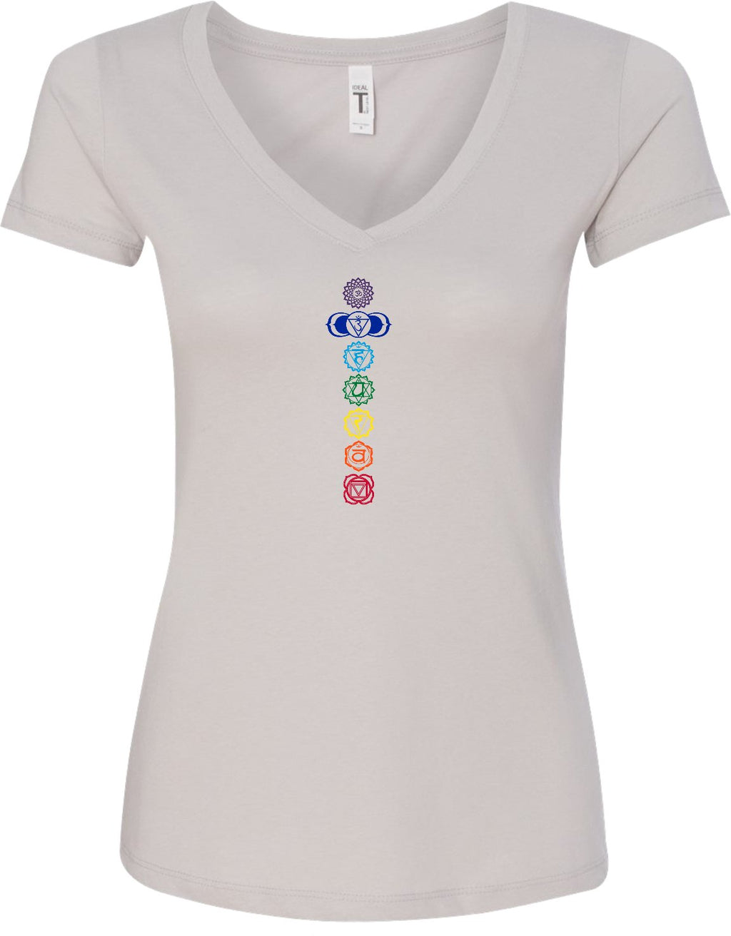 Colored Chakras Ideal V-neck Yoga Tee Shirt
