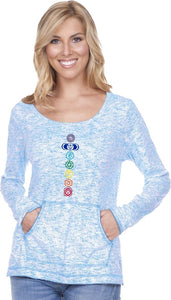 Colored Chakras Static Raw-Edge Long Sleeve Yoga