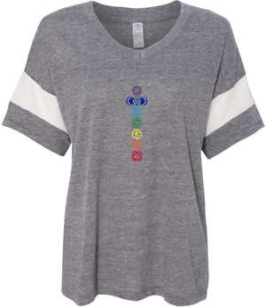 Colored Chakras Eco-Friendly V-neck Yoga Tee Shirt