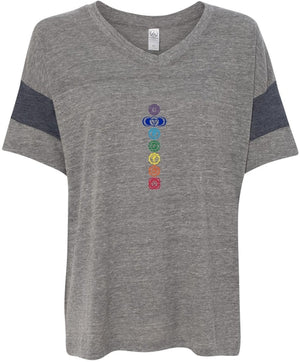 Colored Chakras Eco-Friendly V-neck Yoga Tee Shirt