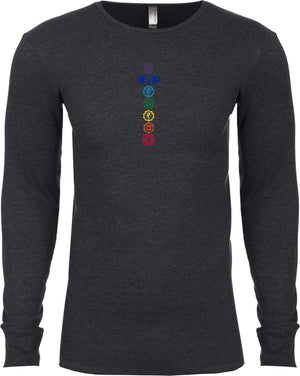 Colored Chakras Long Sleeve Thermal Yoga Tee Shirt