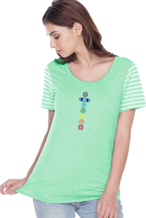 Colored Chakras Striped Multi-Contrast Yoga Tee