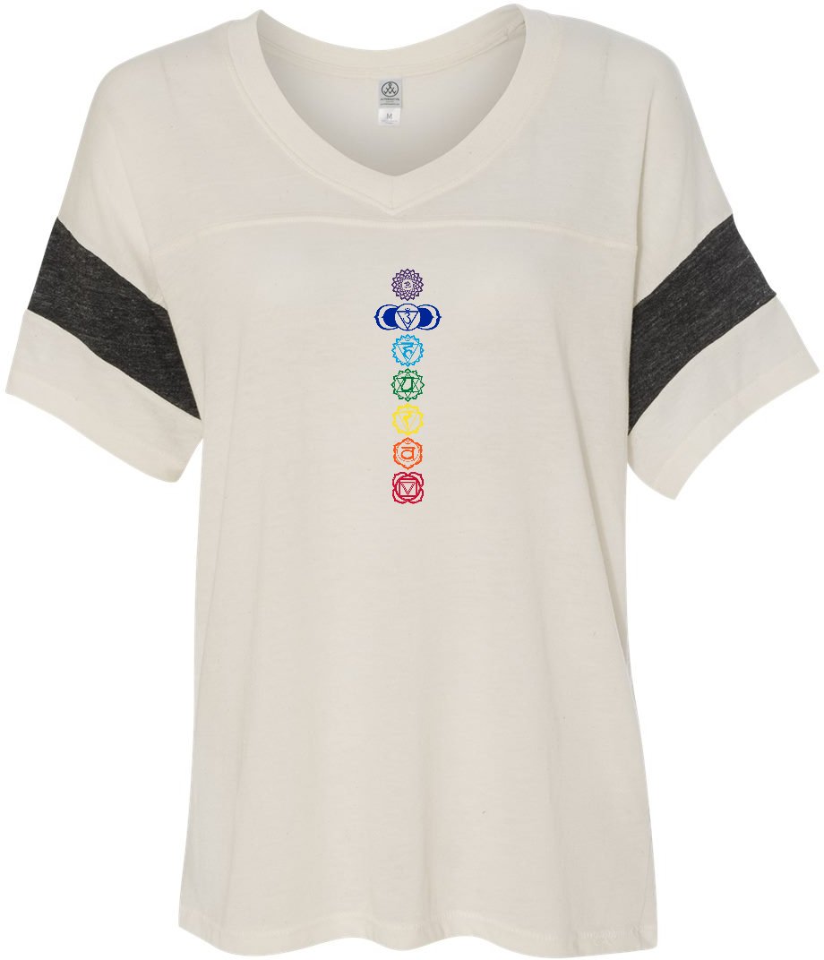 Colored Chakras Eco-Friendly V-neck Yoga Tee Shirt