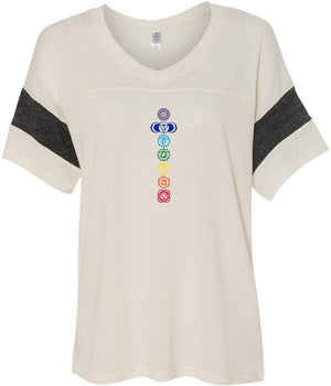 Colored Chakras Eco-Friendly V-neck Yoga Tee Shirt