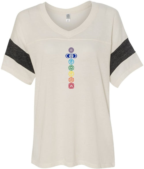 Colored Chakras Eco-Friendly V-neck Yoga Tee Shirt