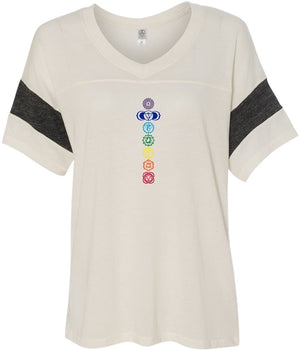 Colored Chakras Eco-Friendly V-neck Yoga Tee Shirt