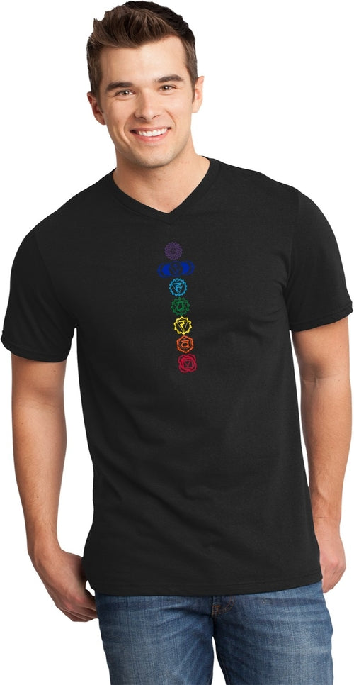 Colored Chakras Important V-neck Yoga Tee Shirt