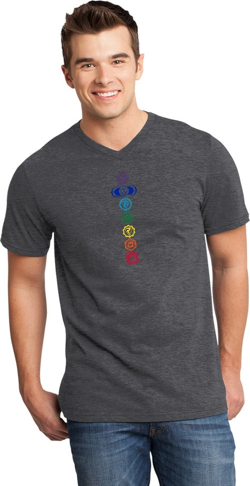 Colored Chakras Important V-neck Yoga Tee Shirt