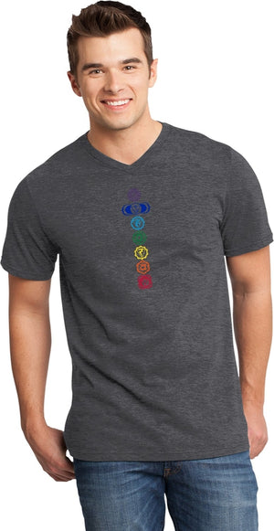 Colored Chakras Important V-neck Yoga Tee Shirt