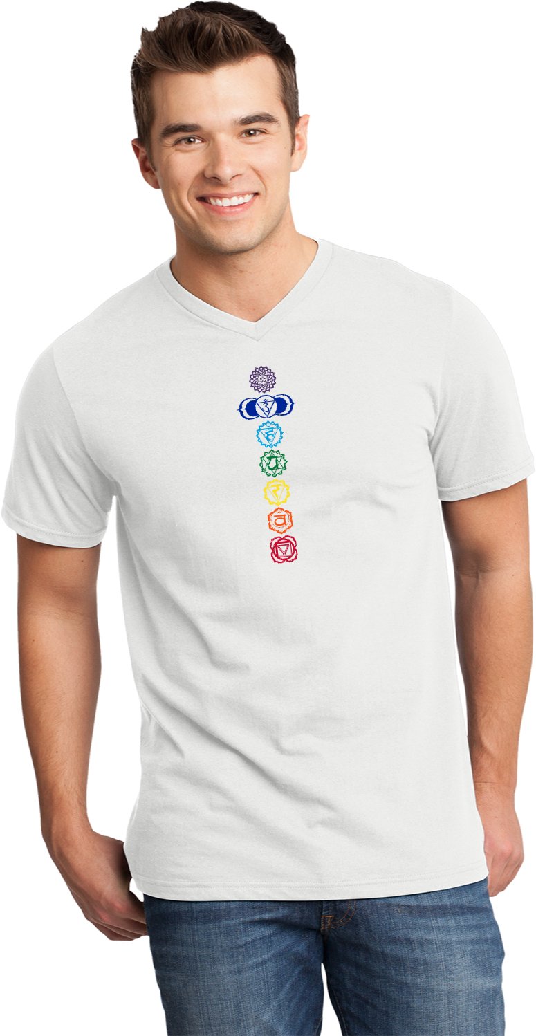 Colored Chakras Important V-neck Yoga Tee Shirt