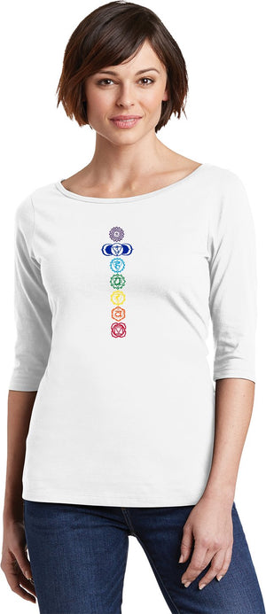 Colored Chakras 100% Cotton 3/4 Sleeve Elbow Yoga