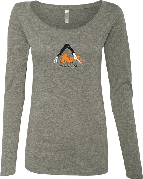 Copy Cat Triblend Long Sleeve Yoga Tee Shirt