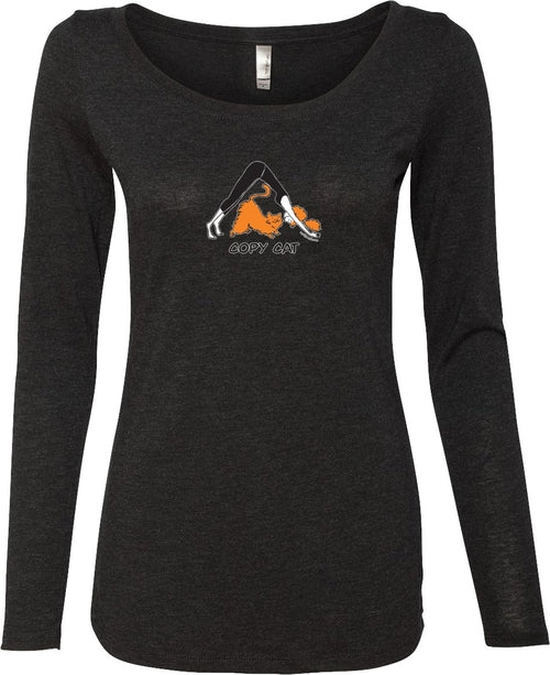 Copy Cat Triblend Long Sleeve Yoga Tee Shirt