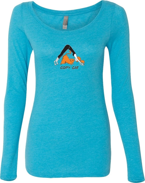Copy Cat Triblend Long Sleeve Yoga Tee Shirt